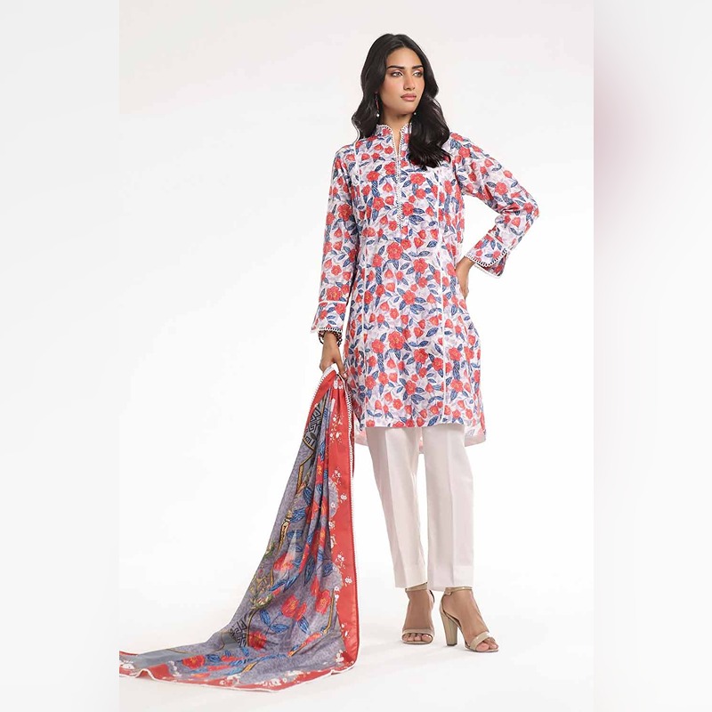 2PC Unstitched |Printed Lawn Shirt + Trouser - Product Main Image